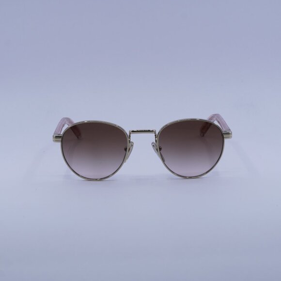 Prada PRB52S ZVN0A6 Sunglasses Pale Gold Round Frame, Brown Gradient Lenses main image 5